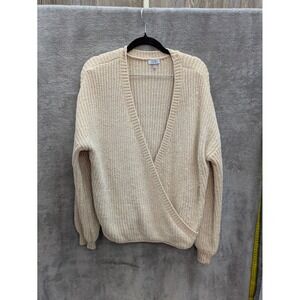 Chunky Knit Faux Wrap Cardigan Womens Medium Best Layered Deep Casual Cozy